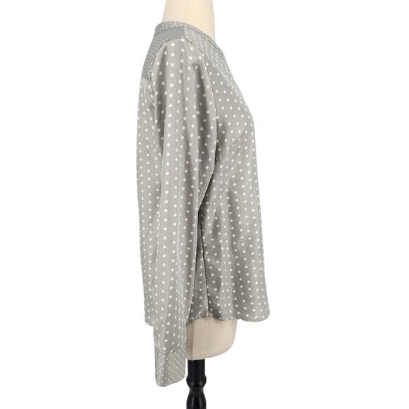 The Limited Polka Dot Henley Blouse – Women’s Medium Gray White Chic Classic - Picture 5 of 6